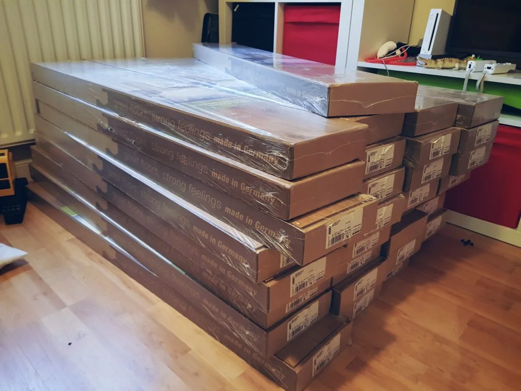 laminate flooring stacked
